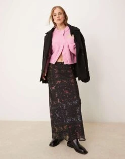 Miss Selfridge Bias Maxi Skirt In Floral Print For Women Multi
