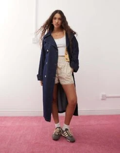 Miss Selfridge Western Denim Trench Coat For Women Indigo