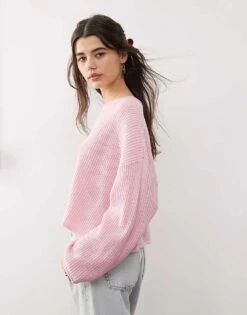 Miss Selfridge Slouchy Jumper In Pastel Pink For Women
