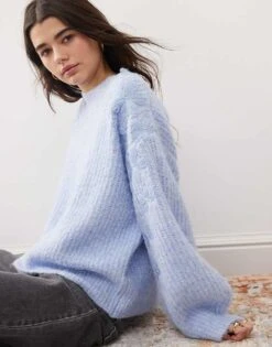 Miss Selfridge Flower Embroidered Jumper In Blue For Women