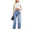 Miss Selfridge Petite Baggy Jean In Mid Blue Wash For Women
