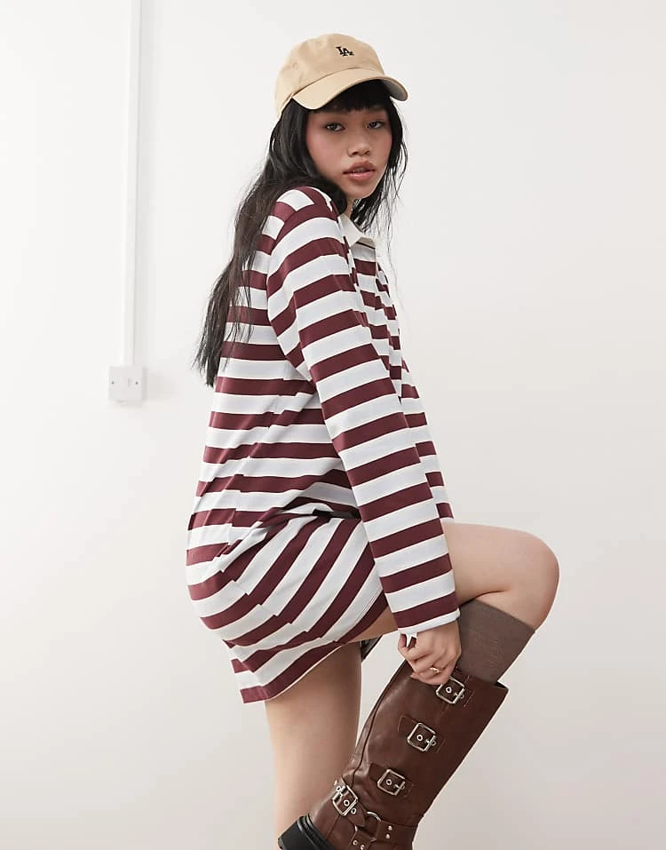 Miss Selfridge Stripe Rugby Long Sleeve Dress For Women - Image 2