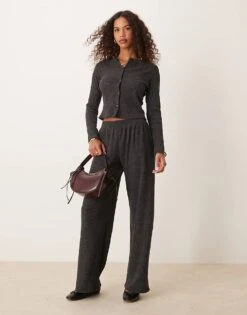 Miss Selfridge Brushed Rib Co Ord In Charcoal Grey