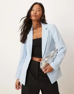 Miss Selfridge Petite Essential Blazer In Pastel Blue For Women
