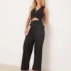 Miss Selfridge Petite Essential Wide Leg Trouser In Black For Women