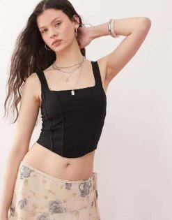 Miss Selfridge Corset Top In Black For Women