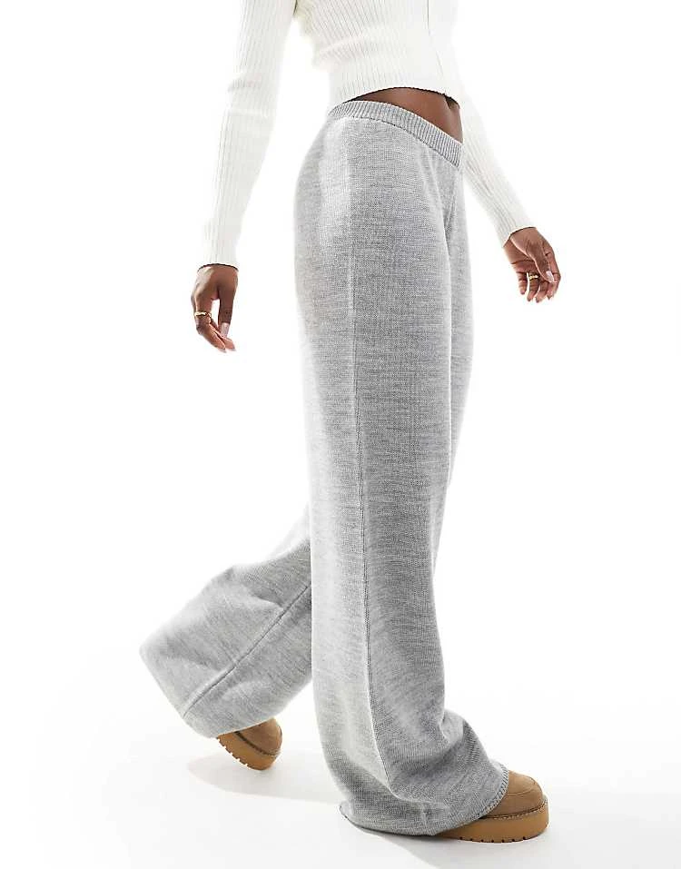 Miss Selfridge Heavy Knit Wide Leg Trouser For Women Grey - Image 2