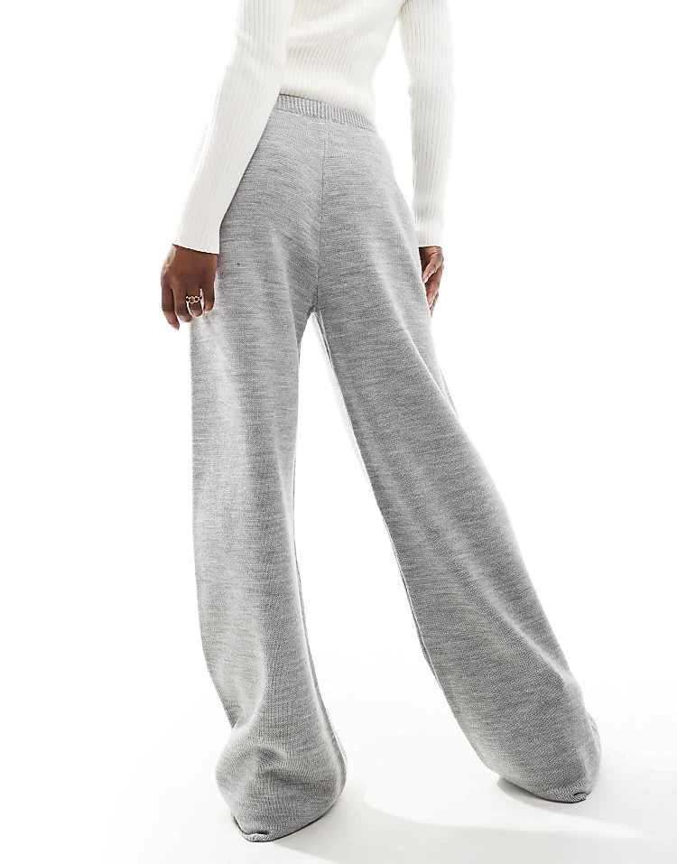 Miss Selfridge Heavy Knit Wide Leg Trouser For Women Grey - Image 3