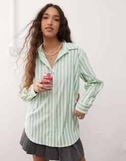 Miss Selfridge Oversized Stripe Shirt