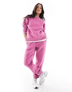 Miss Selfridge Acid Wash Oversized Sweatshirt Co Ord In Pink