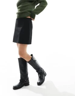 Miss Selfridge Scuba Pelmet Mini Skirt In Black For Women