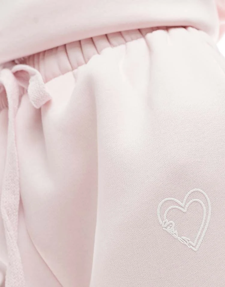 Miss Selfridge Logo Puff Print Cuffed Jogger Co Ord In Pink For Women - Image 4